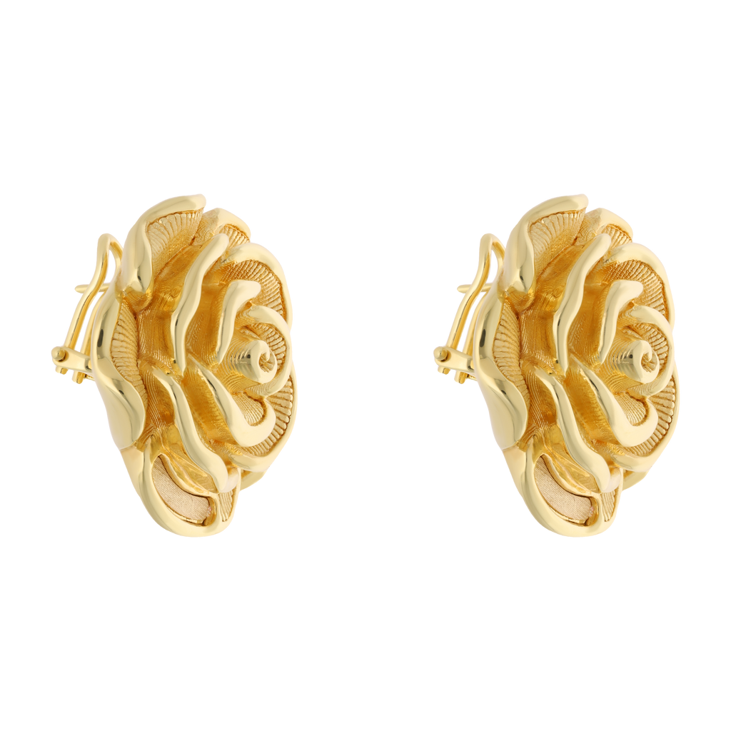 Aretes flor grande oro amarillo 14K