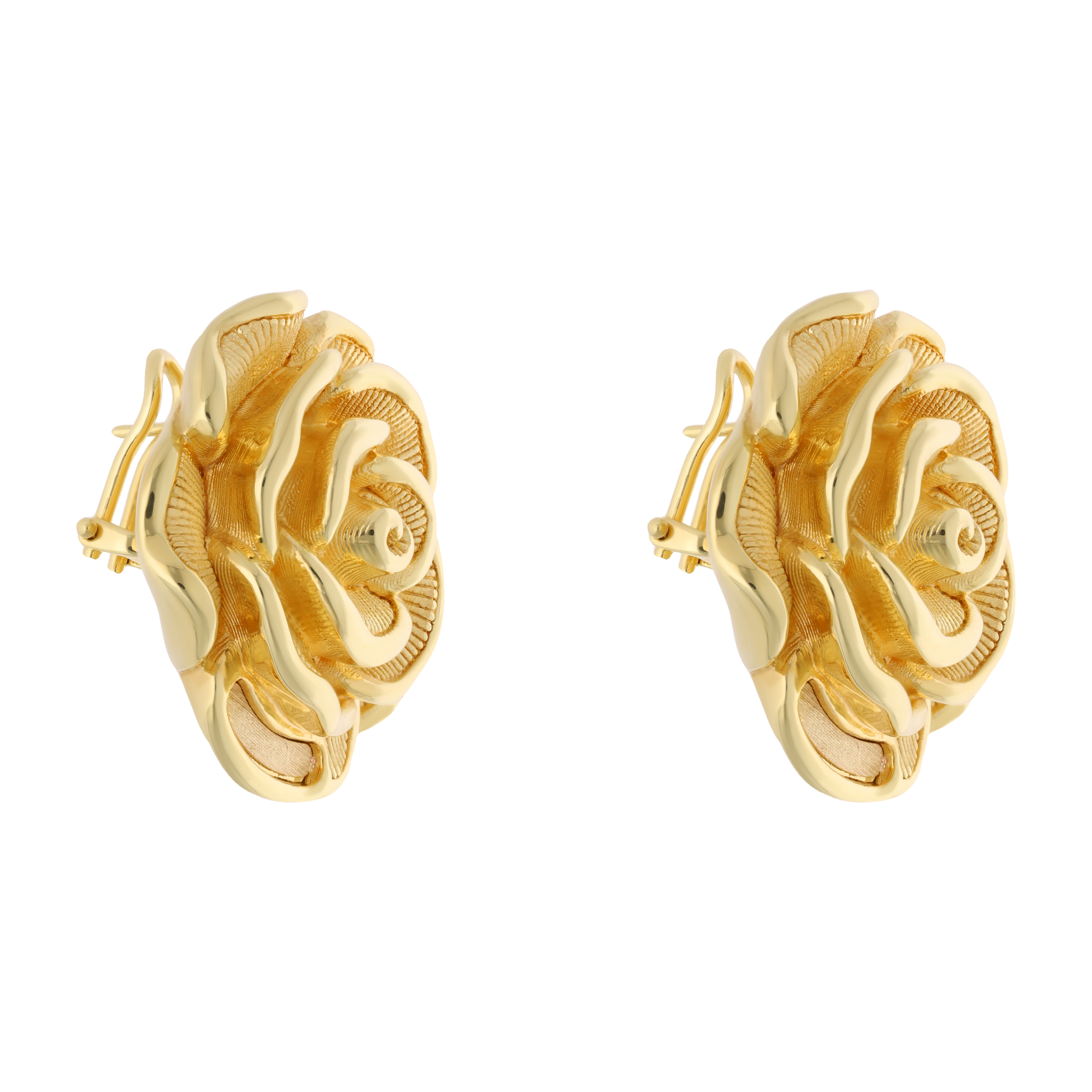 Aretes flor grande oro amarillo 14K