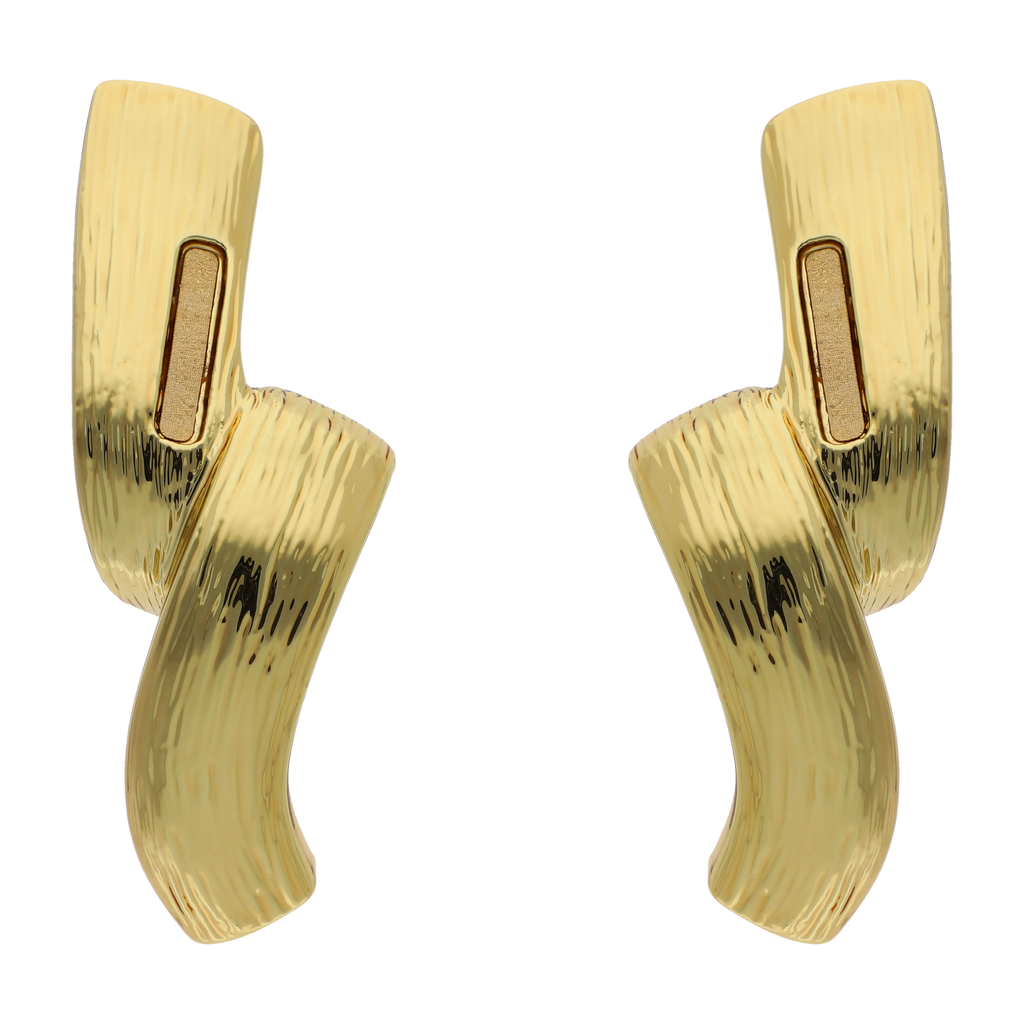 Aretes lazo  largos textura 14K
