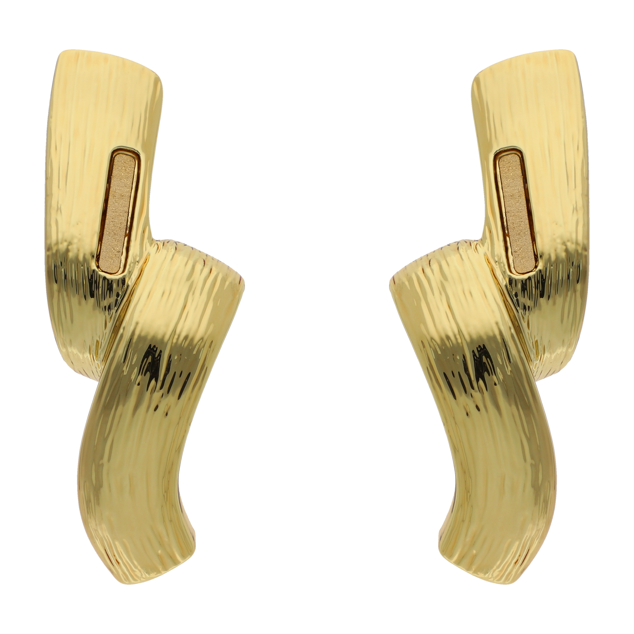 Aretes lazo  largos textura 14K