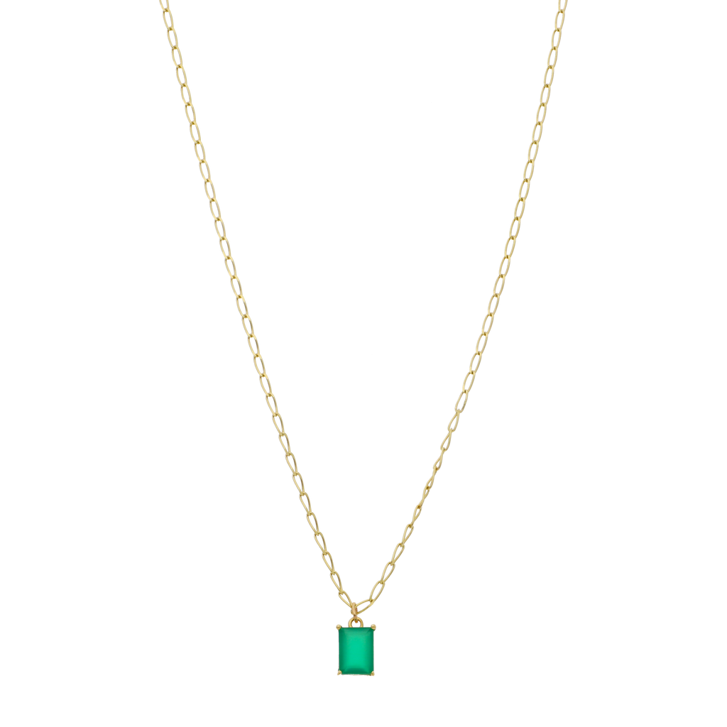 Collar ágata verde oro amarillo 14K