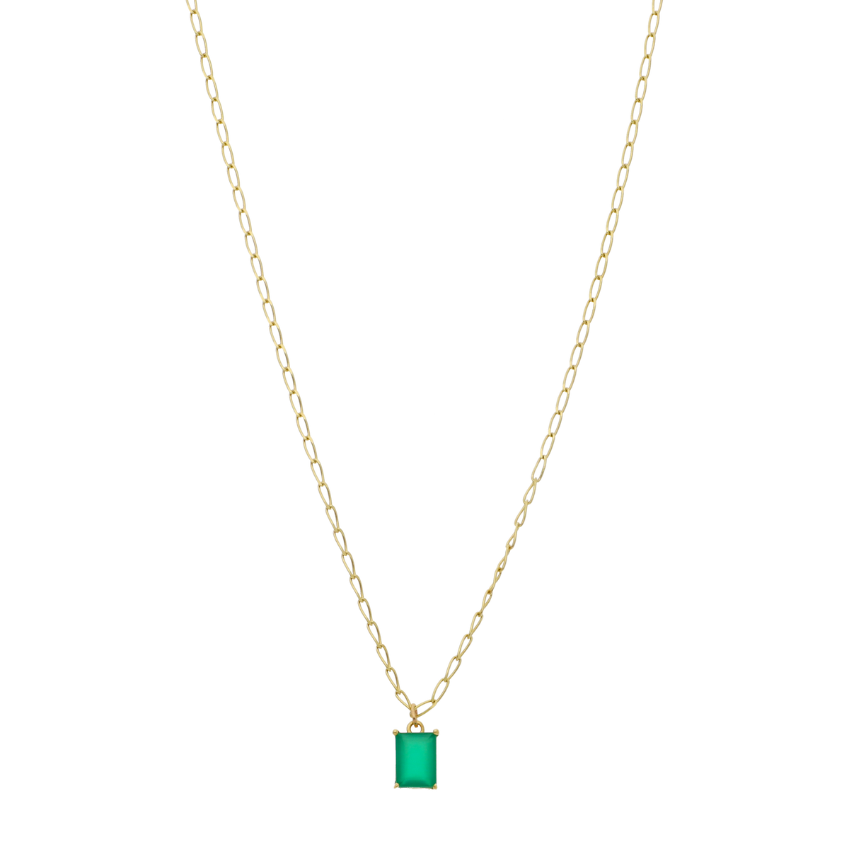 Collar ágata verde oro amarillo 14K