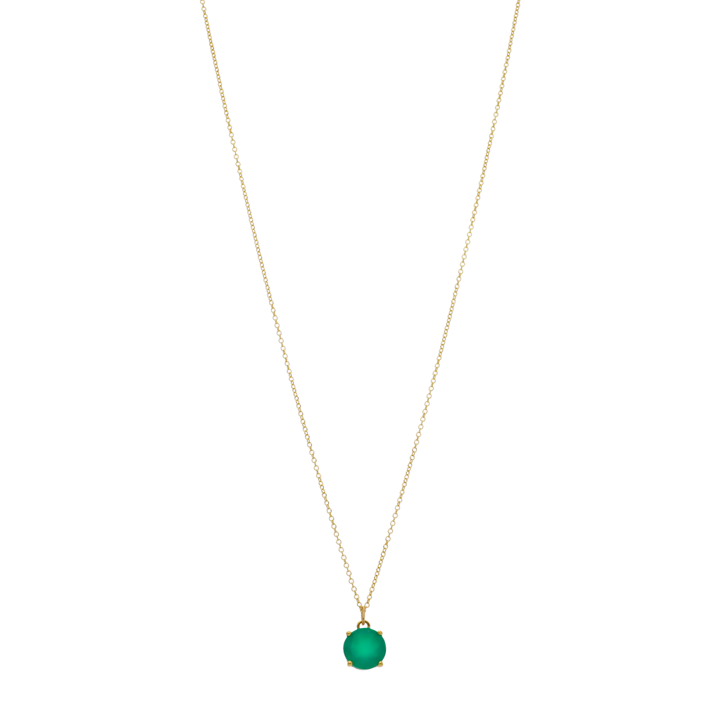 Collar ágata verde redonda oro amarillo 14K