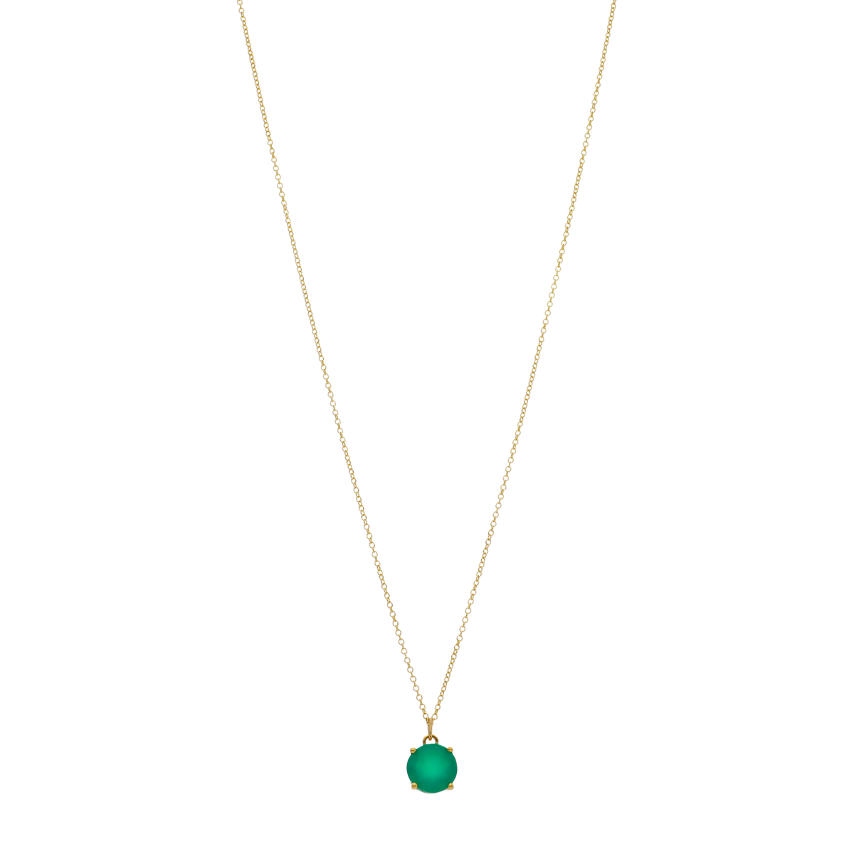 Collar ágata verde redonda oro amarillo 14K