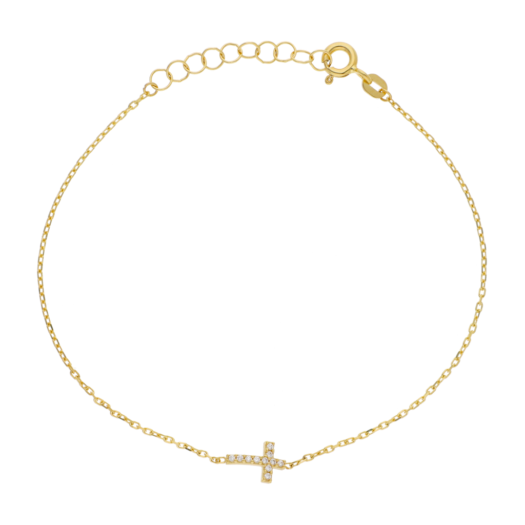 Pulsera cruz circonias 14K