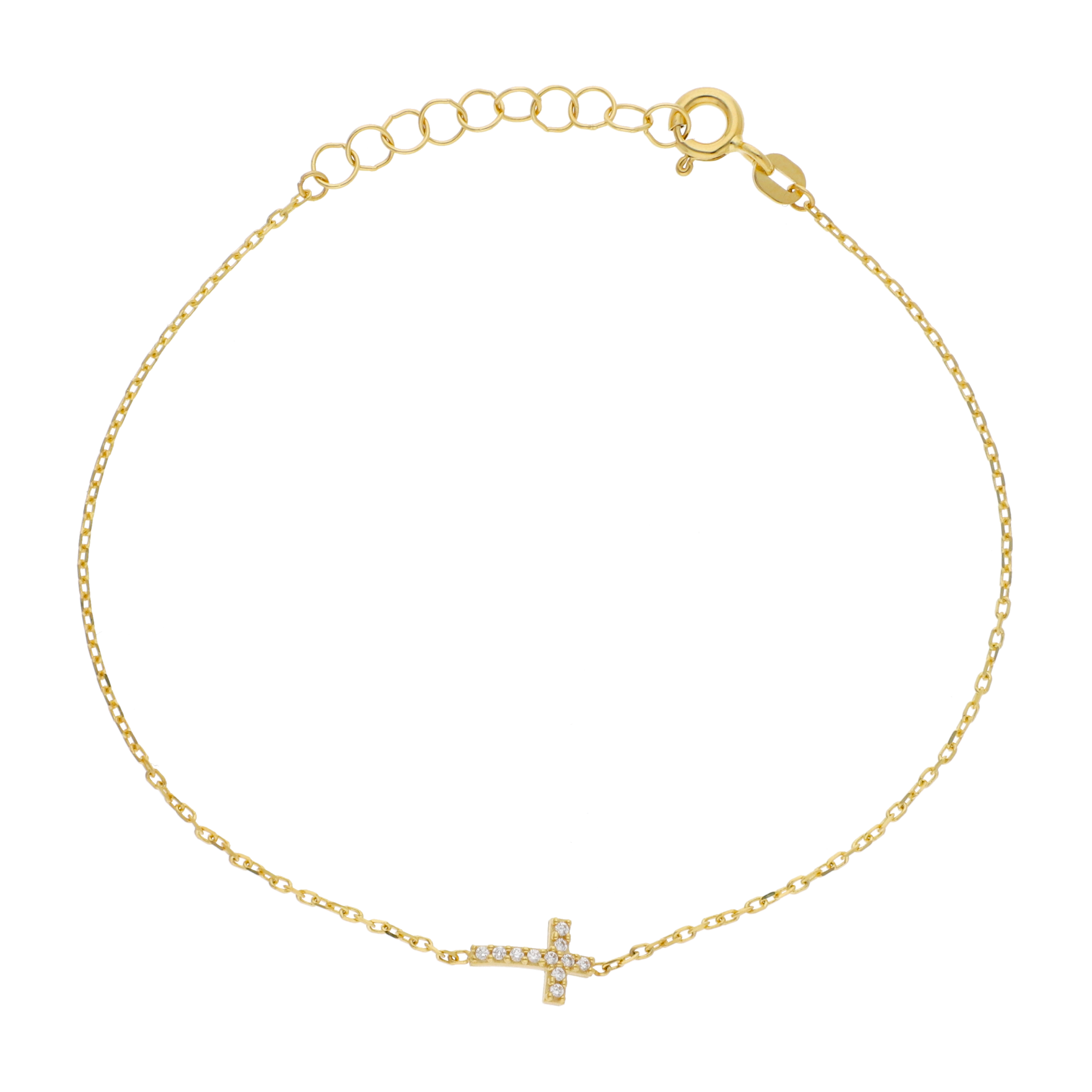 Pulsera cruz circonias 14K