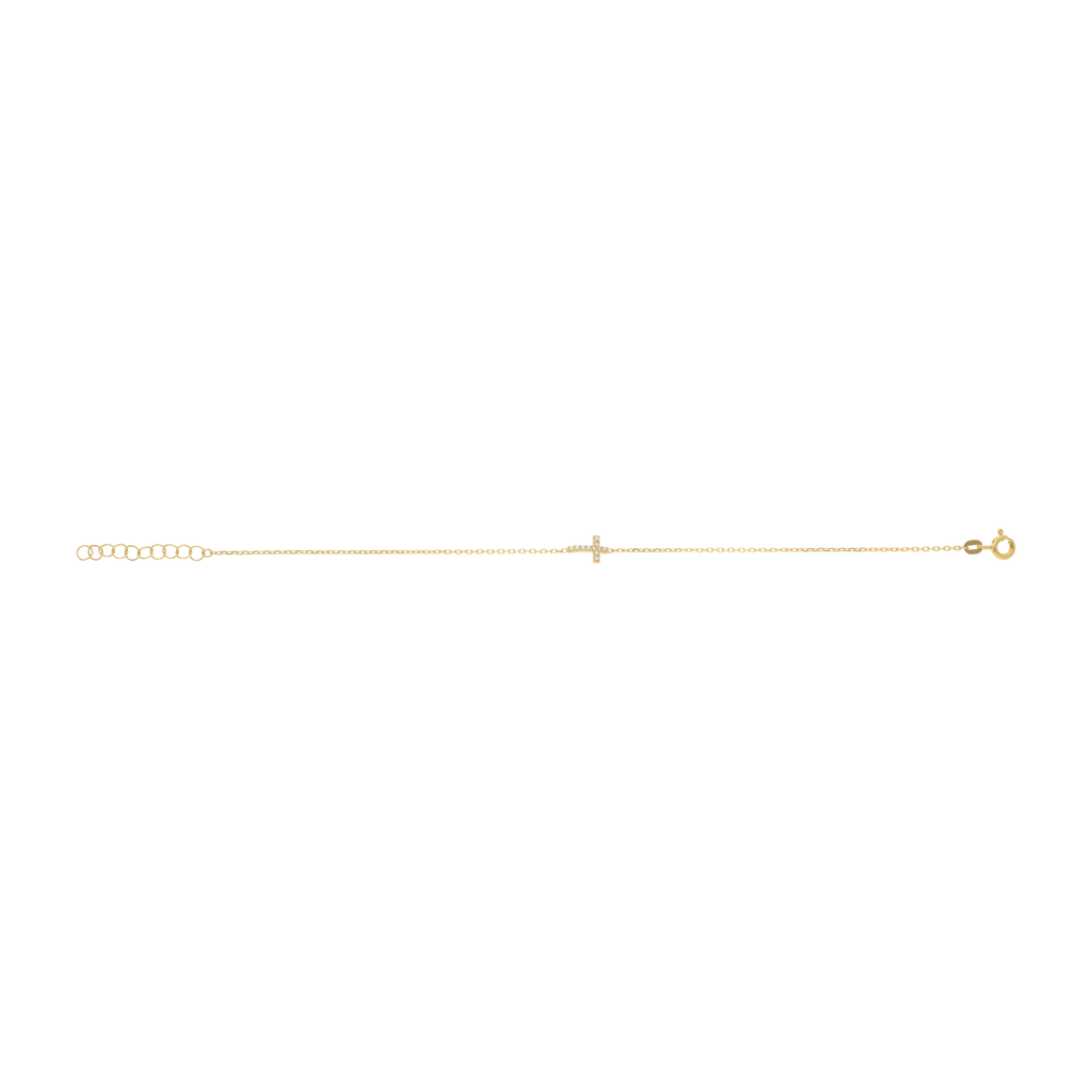 Pulsera cruz circonias 14K