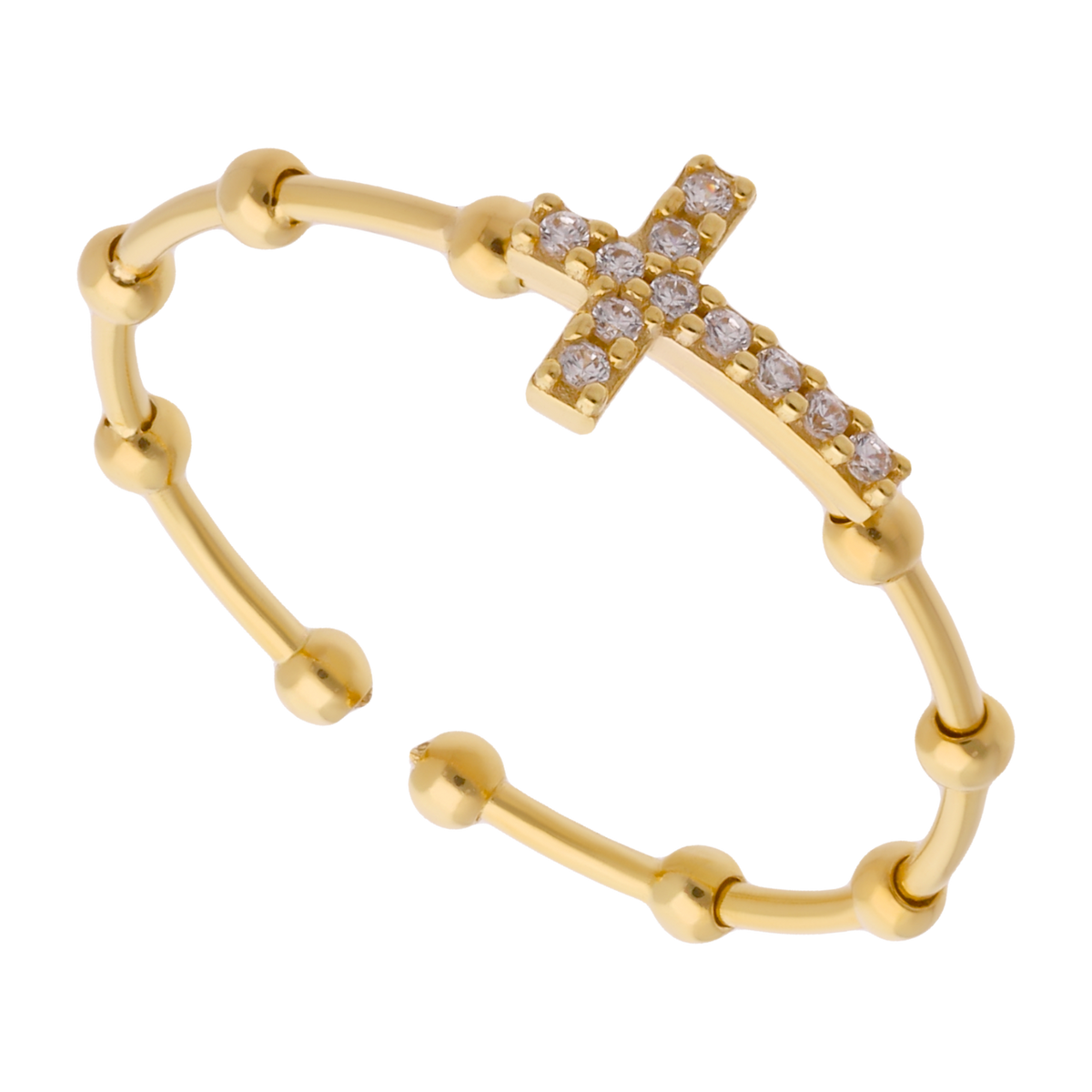 Anillo misterio cruz circonias 14K