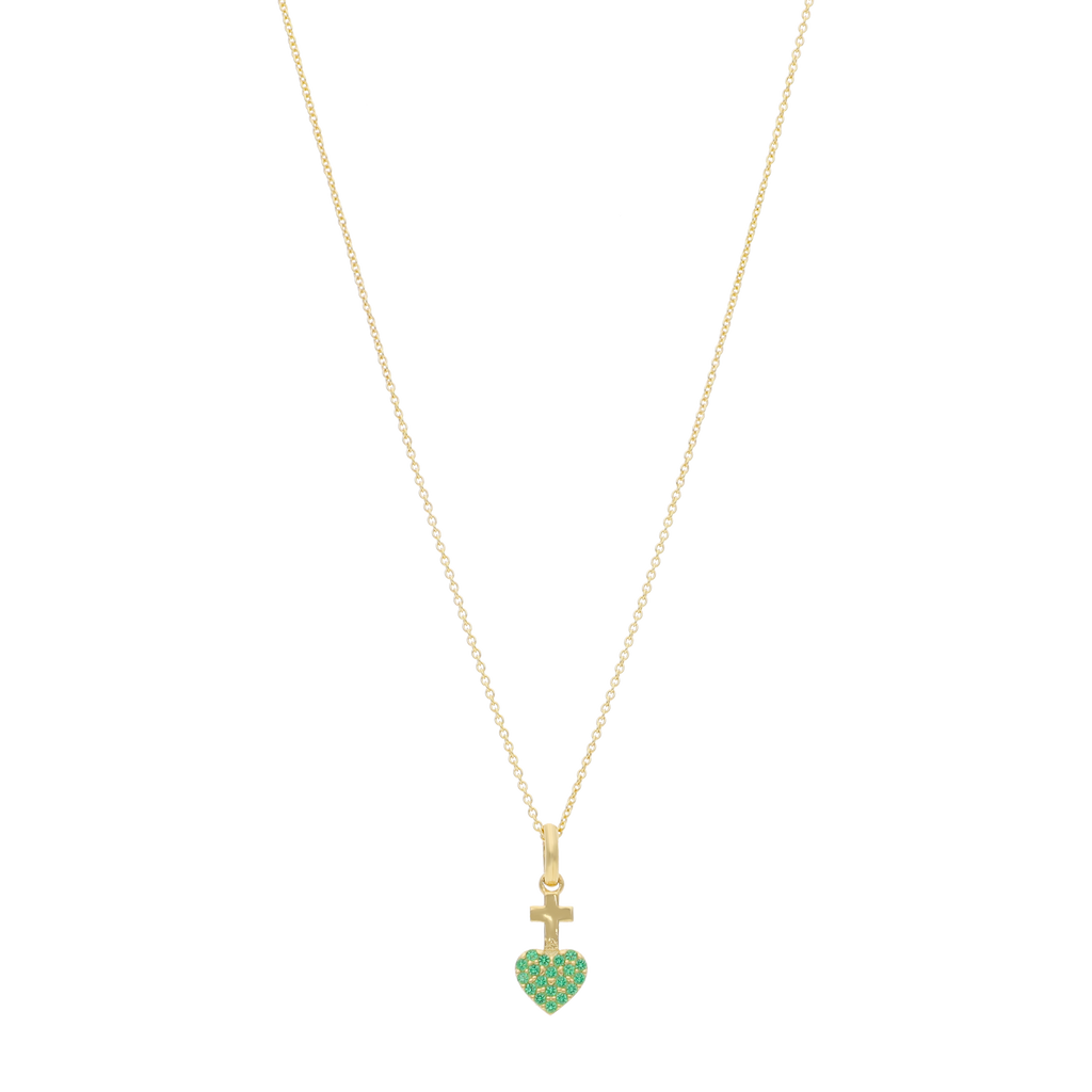 Collar Sagrado Corazón mini circonias 10K