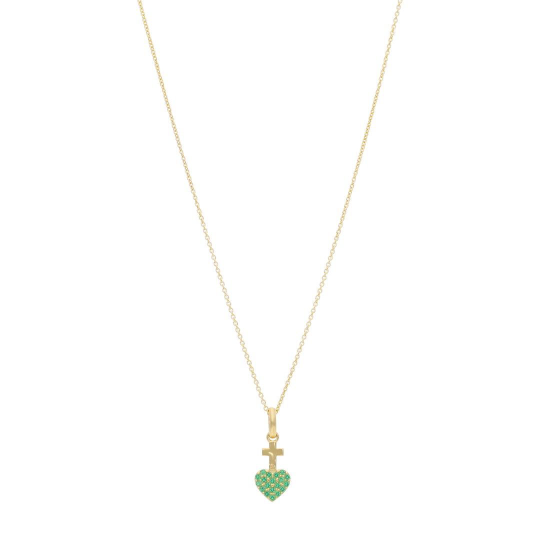 Collar Sagrado Corazón mini circonias 10K