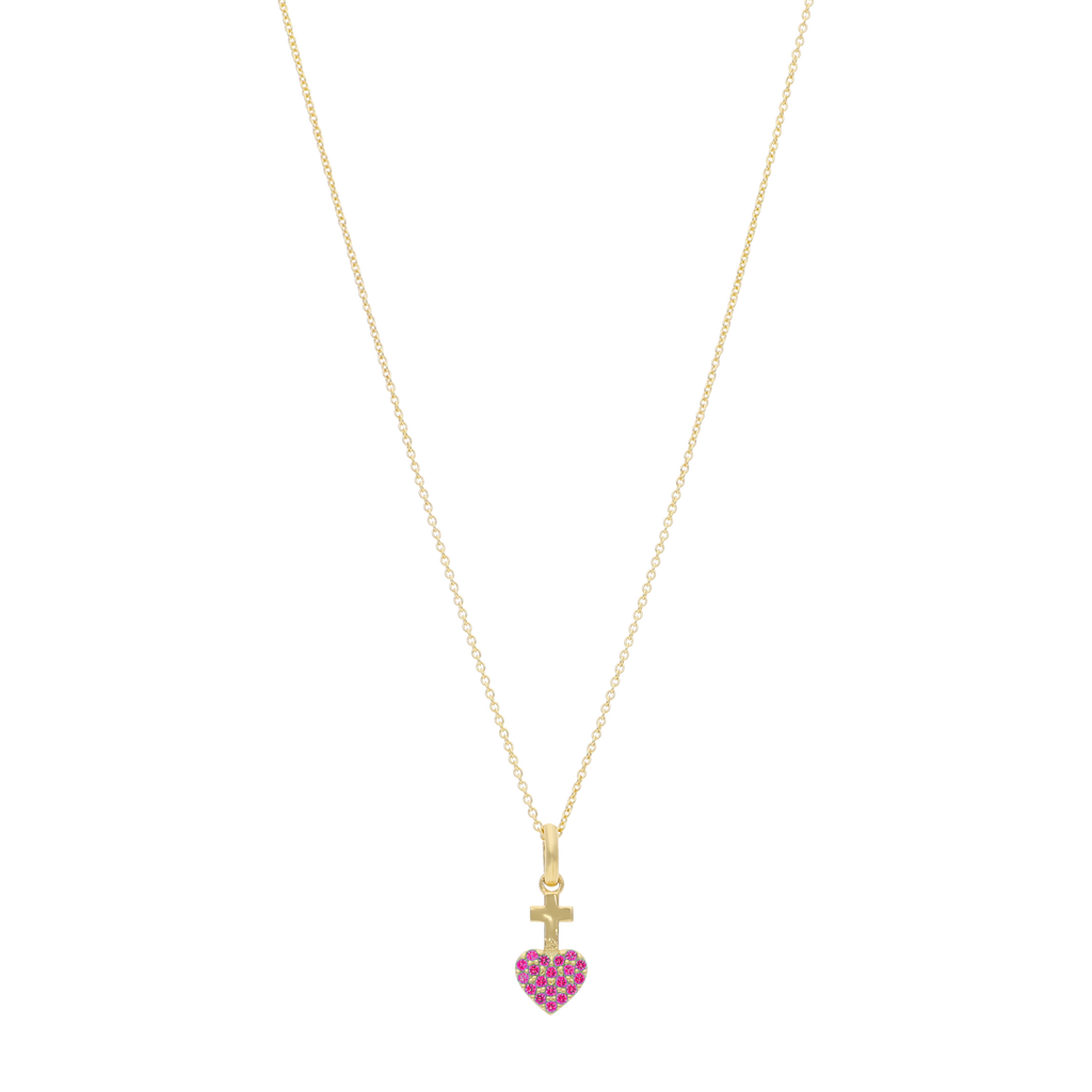 Collar Sagrado Corazón mini circonias 10K