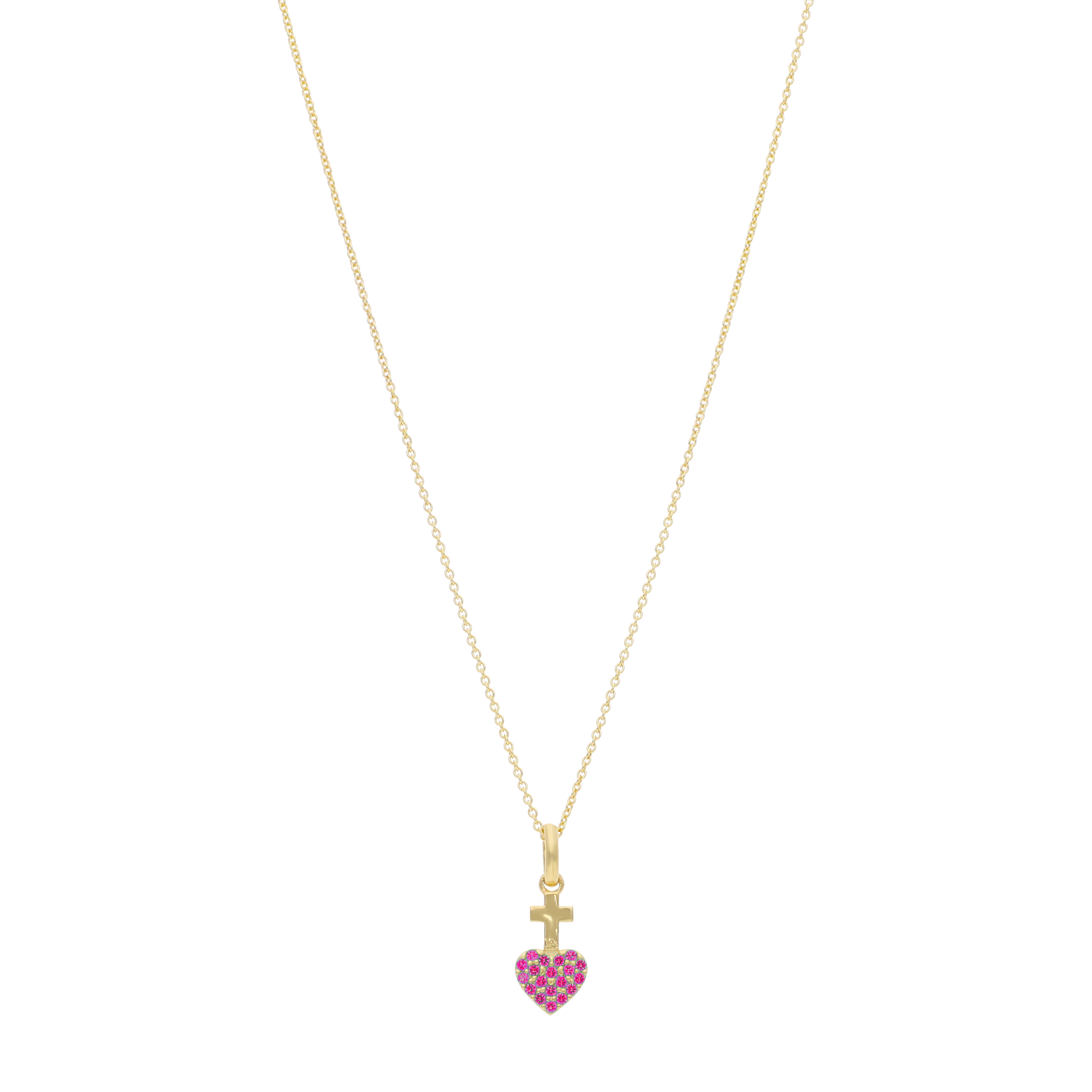 Collar Sagrado Corazón mini circonias 10K