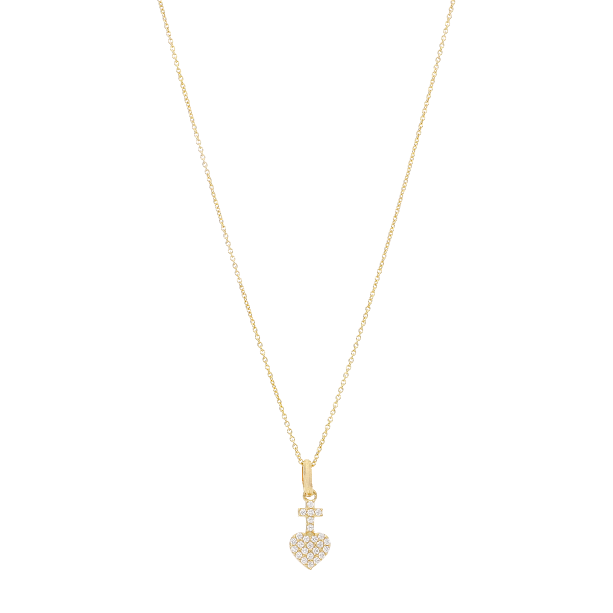 Collar Sagrado Corazón mini circonias 10K