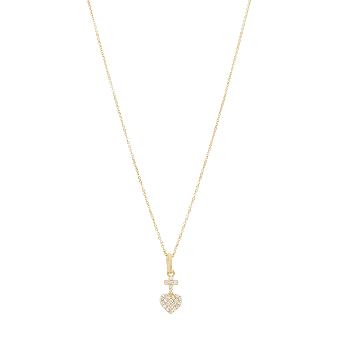 Collar Sagrado Corazón mini circonias 10K