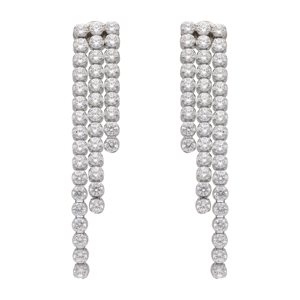 Aretes largos 3 filas plata