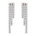 Aretes largos 3 filas plata