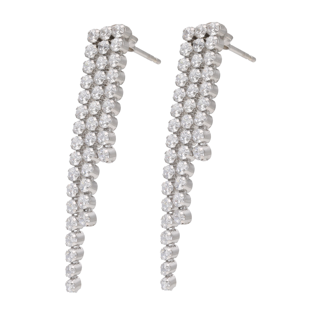 Aretes largos 3 filas plata