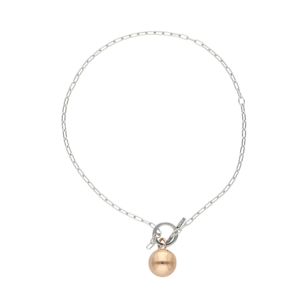 Pulsera plata dije bola rosa