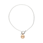Pulsera plata dije bola rosa