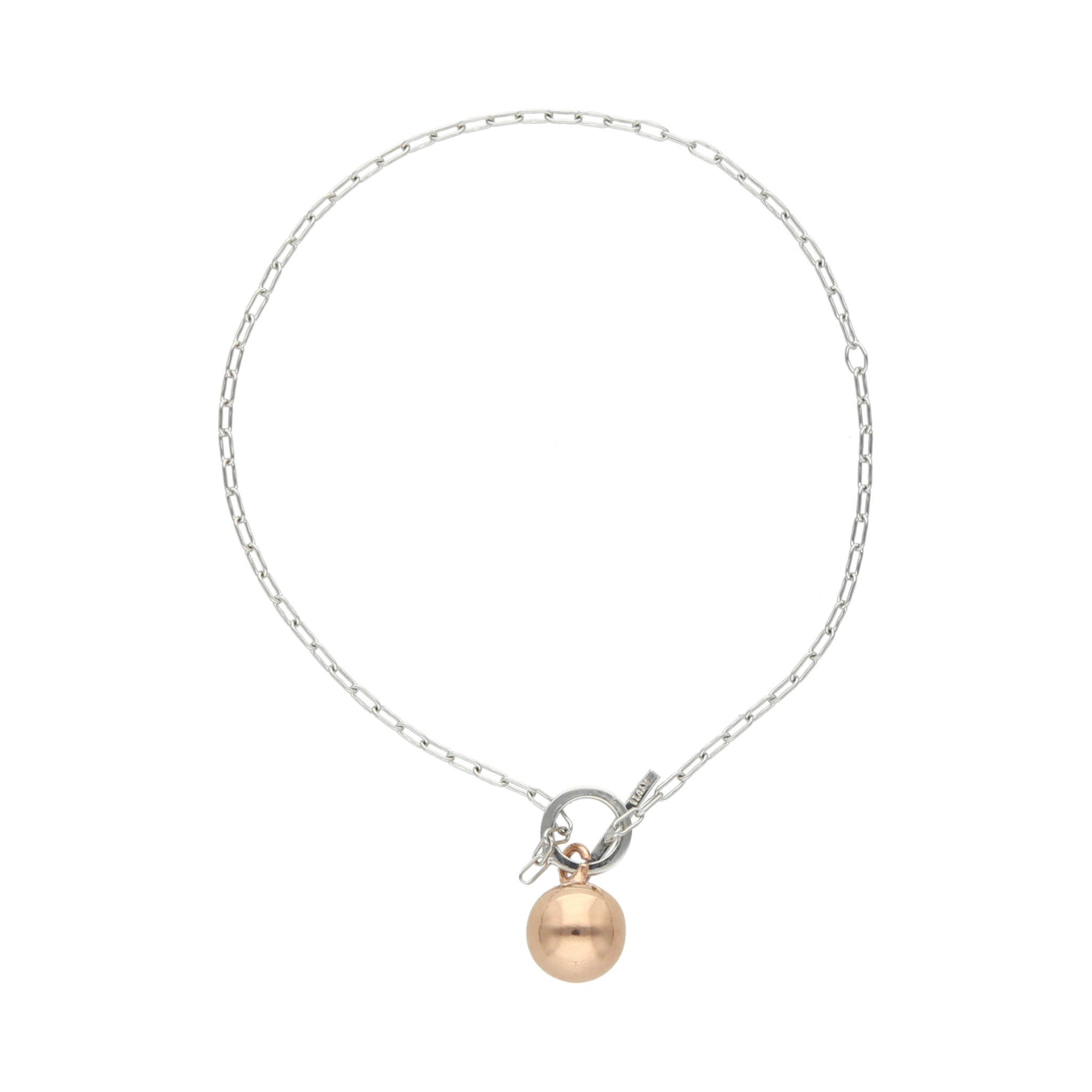 Pulsera plata dije bola rosa