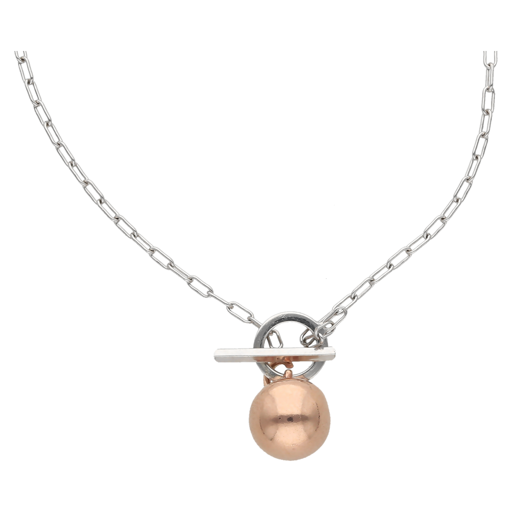 Pulsera plata dije bola rosa