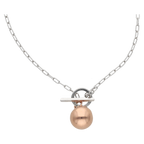 Pulsera plata dije bola rosa