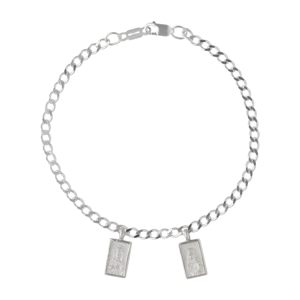 Pulsera escapulario Virgen del Carmen plata