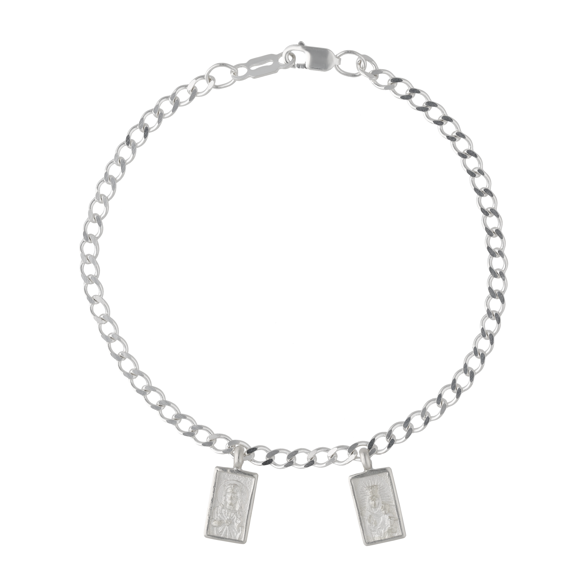 Pulsera escapulario Virgen del Carmen plata