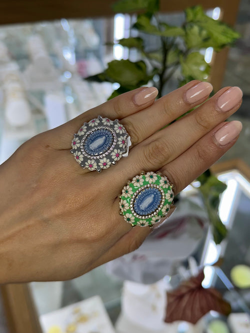 Anillo Guadalupe ágata esmaltado plata