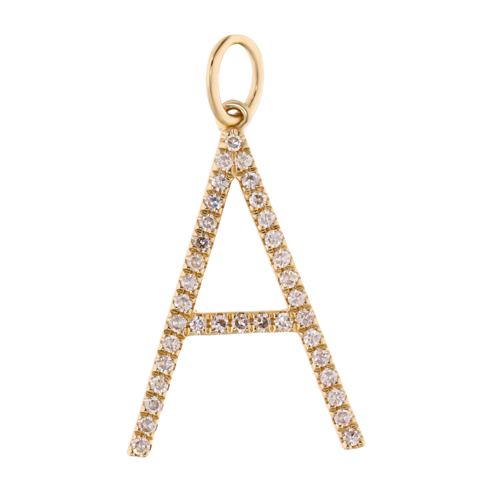 Dije inicial grande diamantes 14K