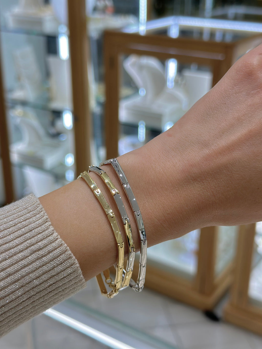 Pulsera eslabones lisos 14K