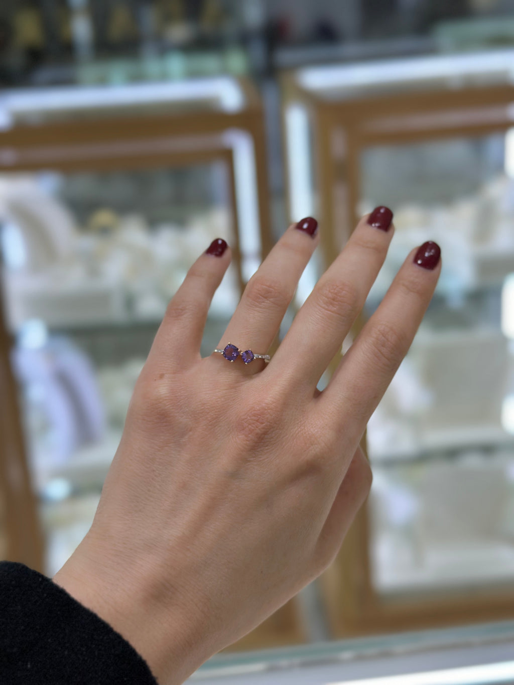 Anillo tu y yo amatista oro rosa 14K