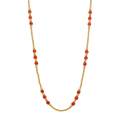 Cadena bolitas coral y oro 18K