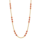 Cadena bolitas coral y oro 18K