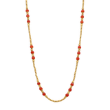 Cadena bolitas coral y oro 18K