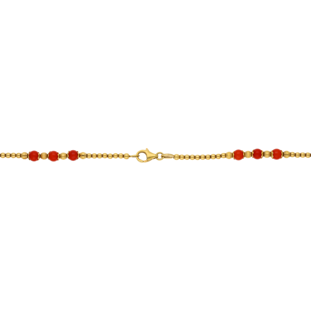 Cadena bolitas coral y oro 18K