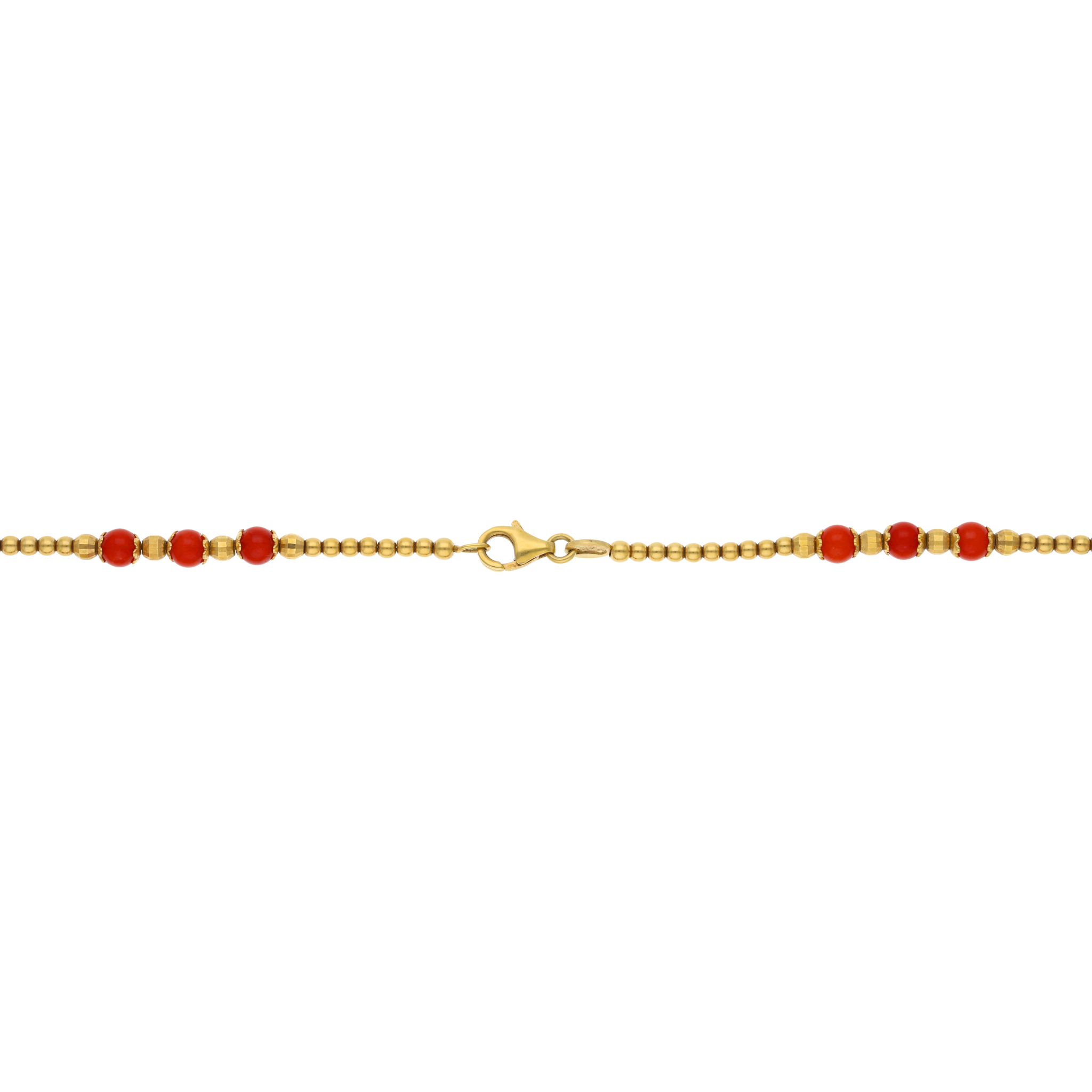 Cadena bolitas coral y oro 18K