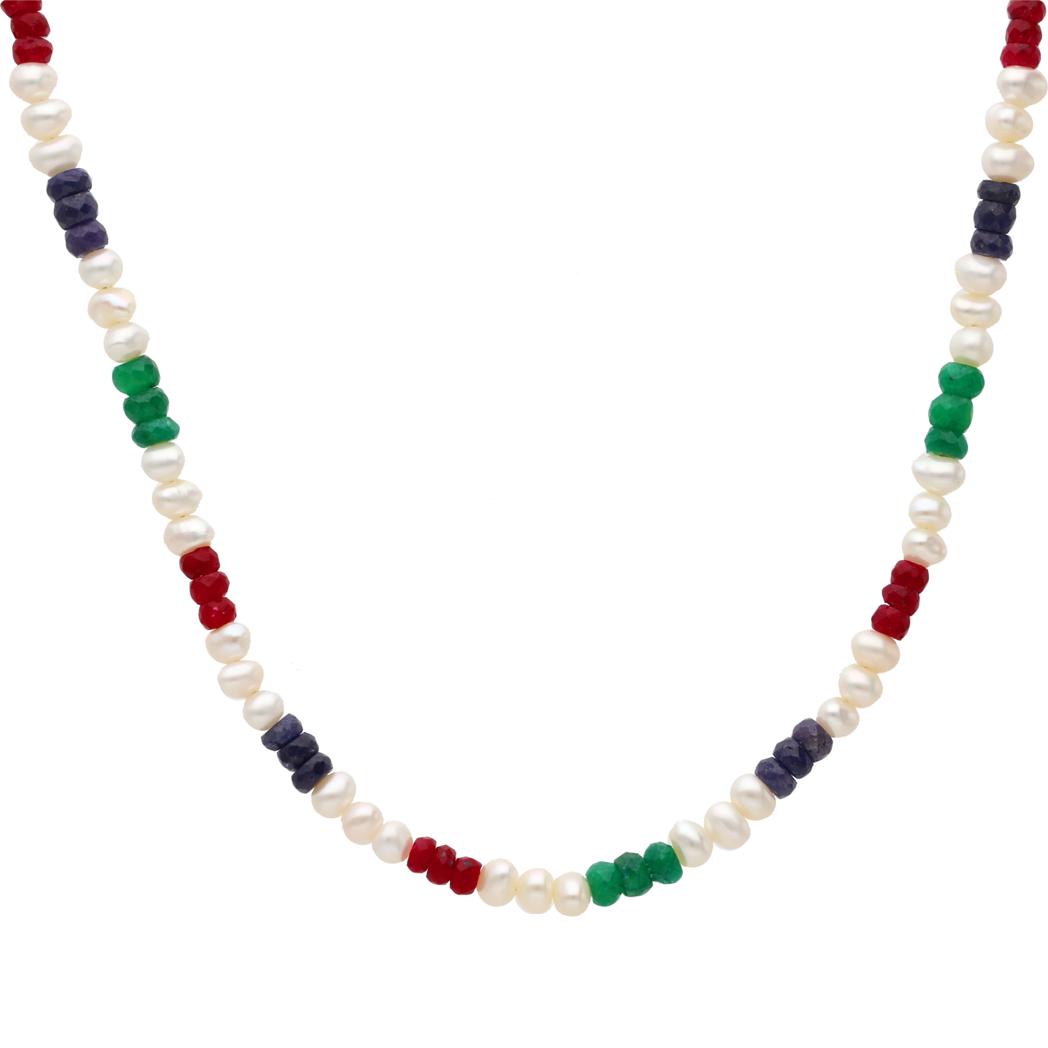 Collar perlas y jade colores 10K