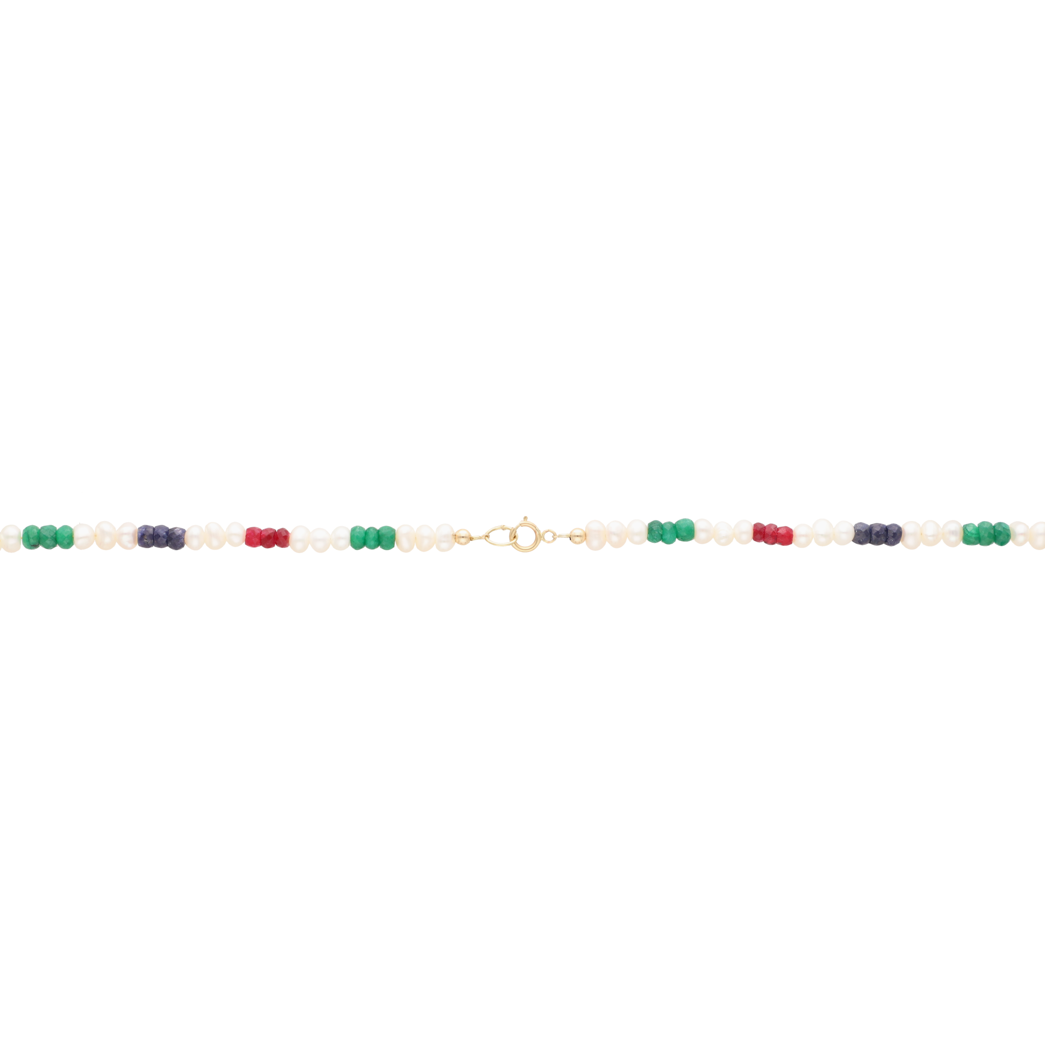 Collar perlas y jade colores 10K