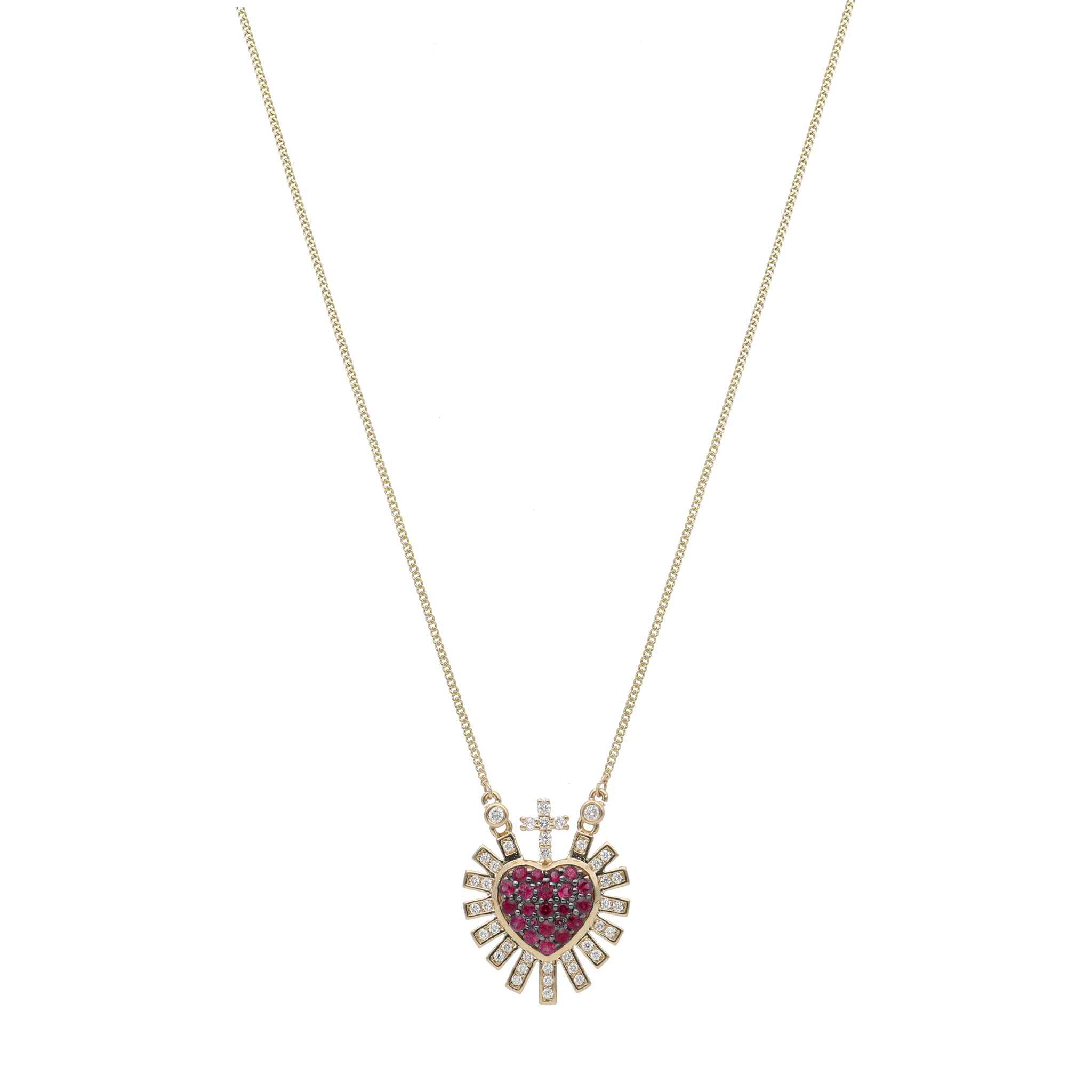 Collar Sagrado Corazón piedras 14K