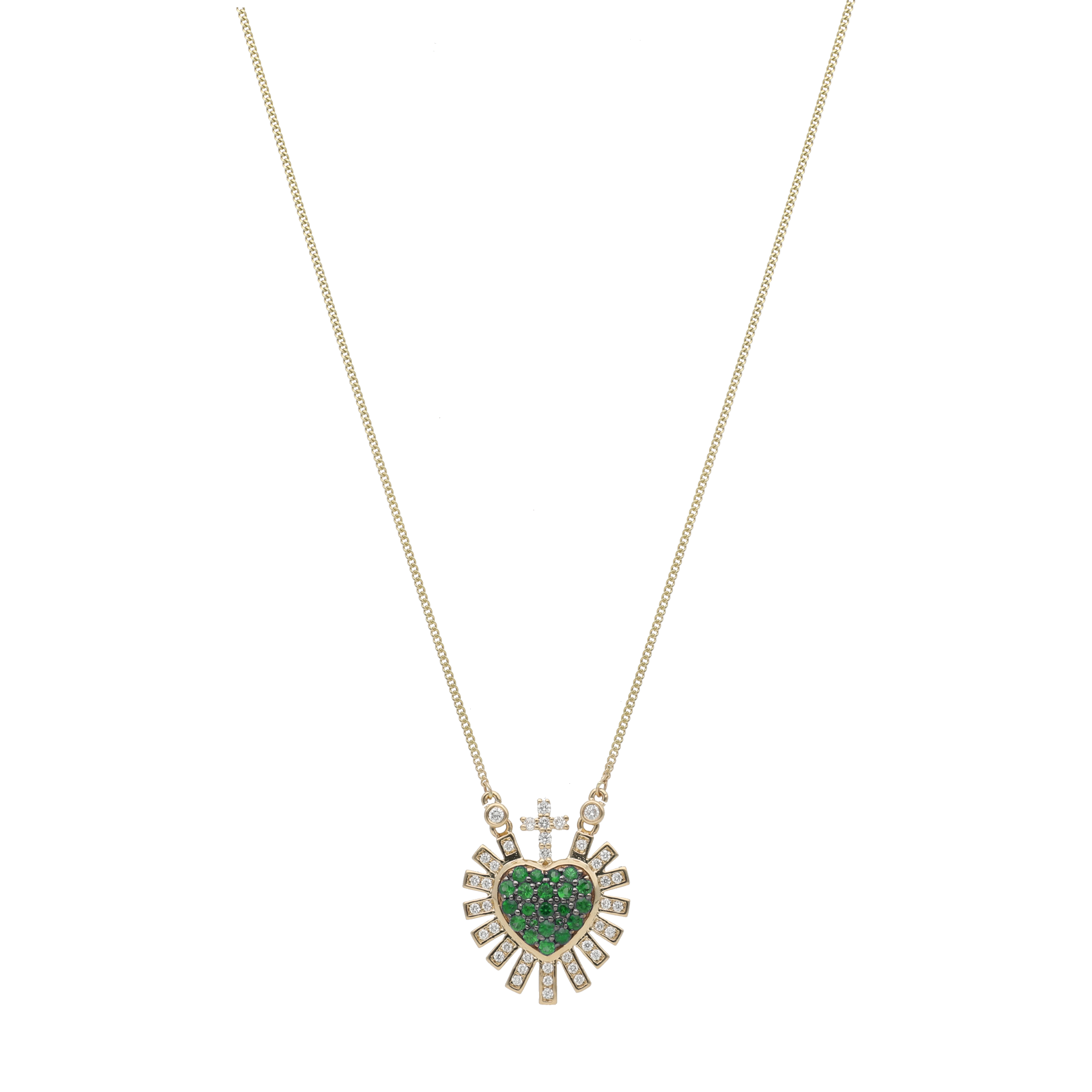 Collar Sagrado Corazón piedras 14K