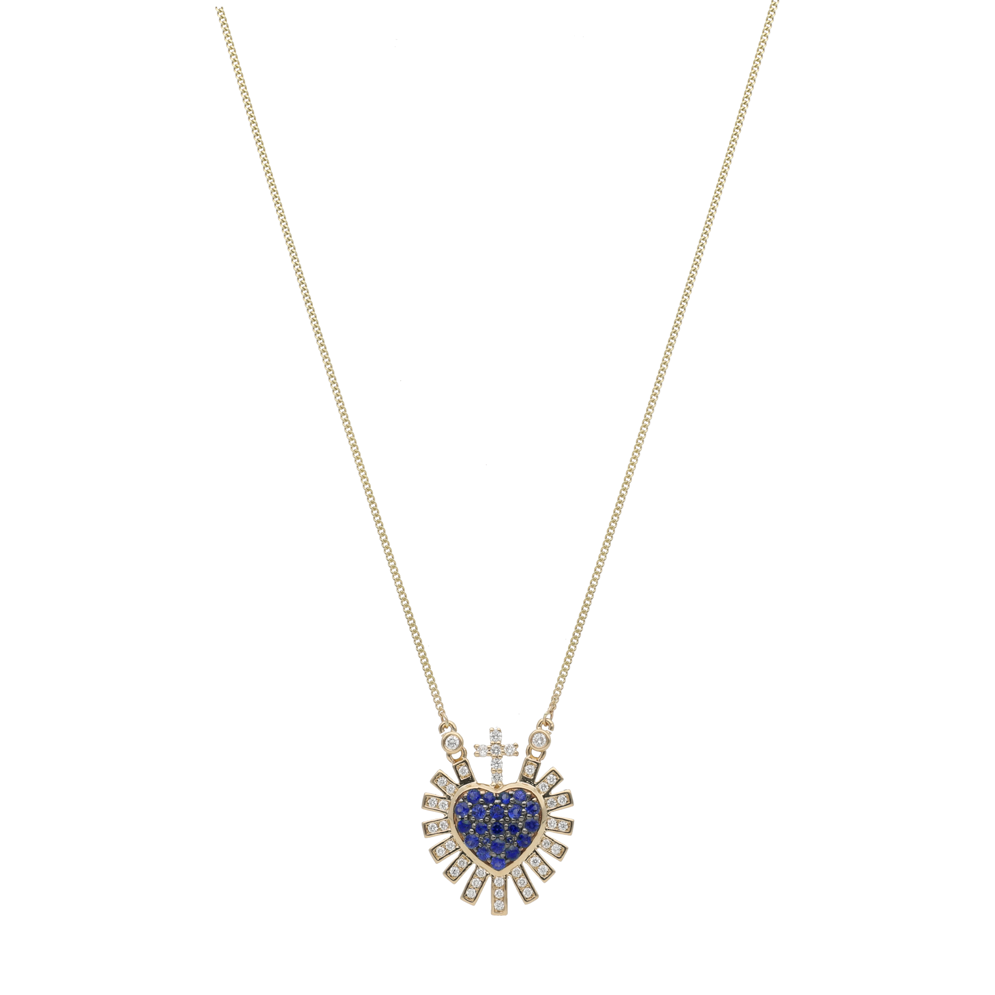 Collar Sagrado Corazón piedras 14K