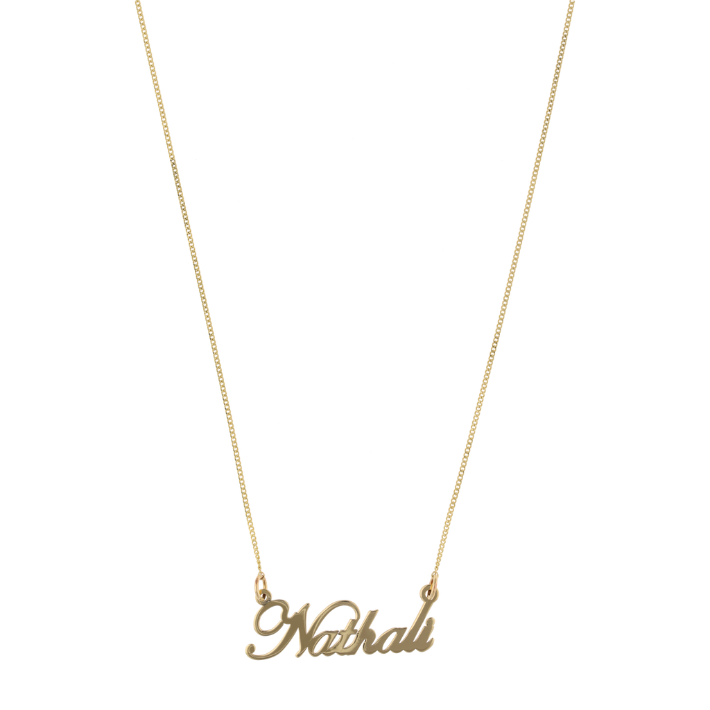 Collar nombre liso 10K/plata
