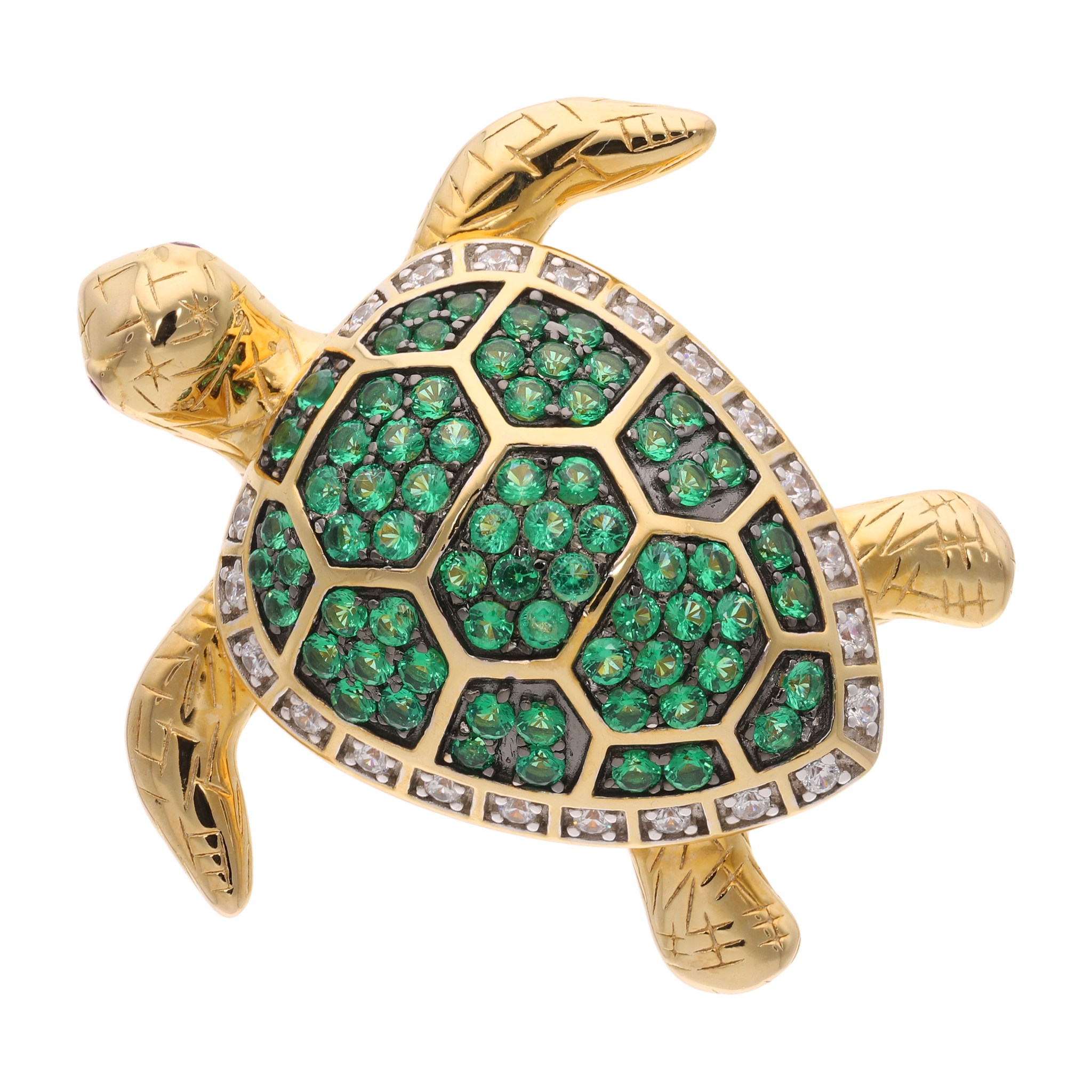 Tortuga multiuso circonias verdes plata