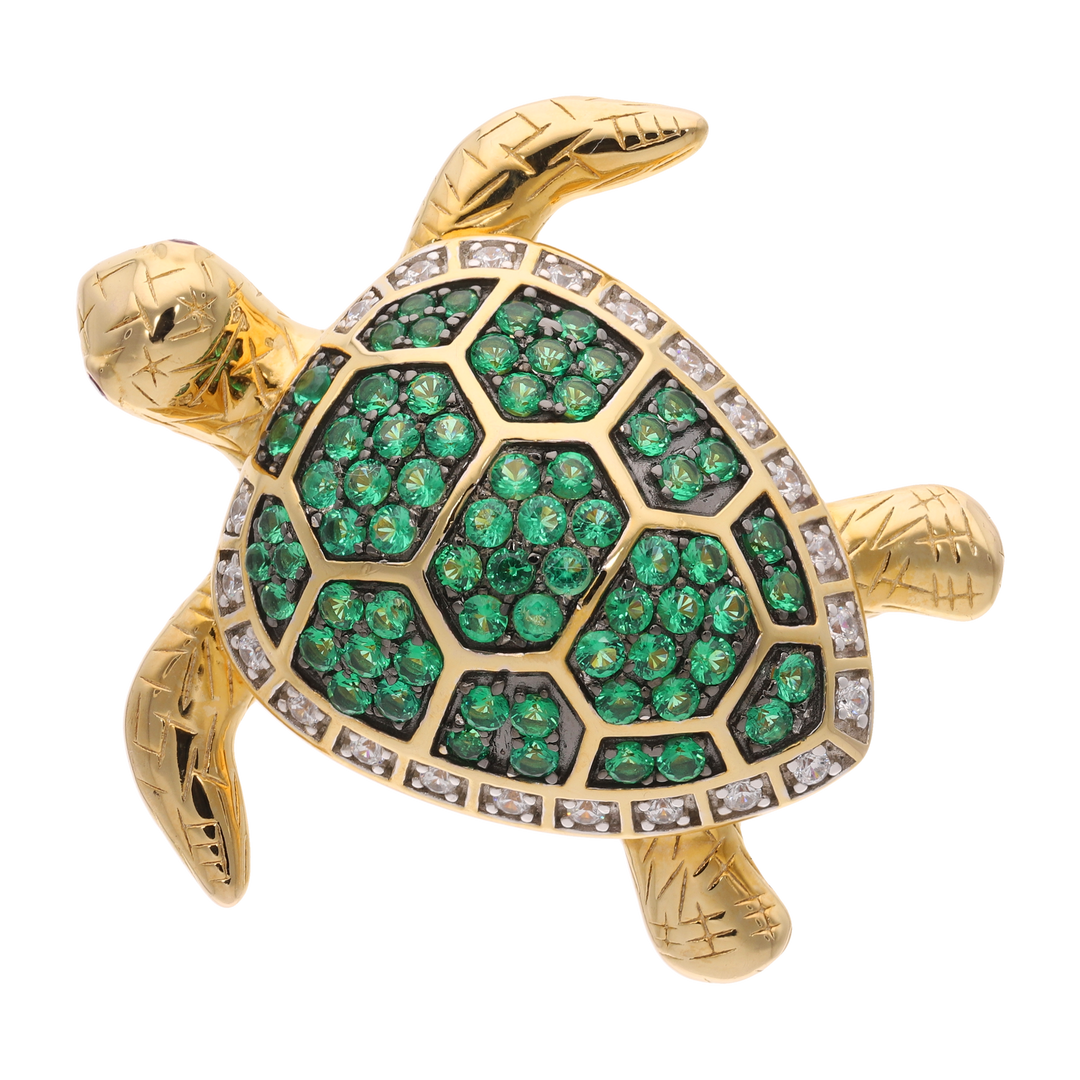Tortuga multiuso circonias verdes plata