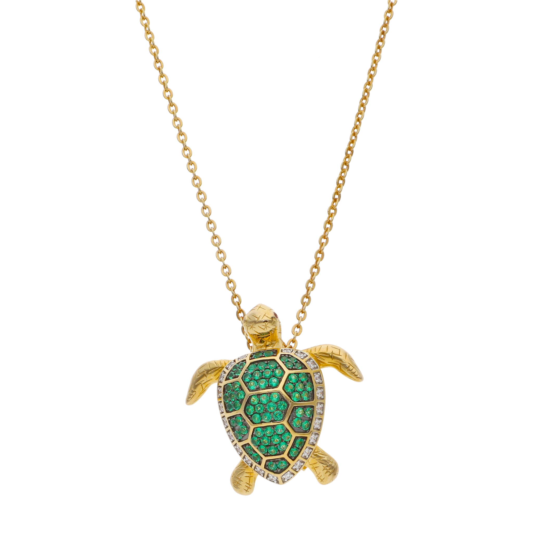 Tortuga multiuso circonias verdes plata