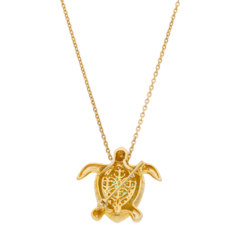 Tortuga multiuso circonias verdes plata
