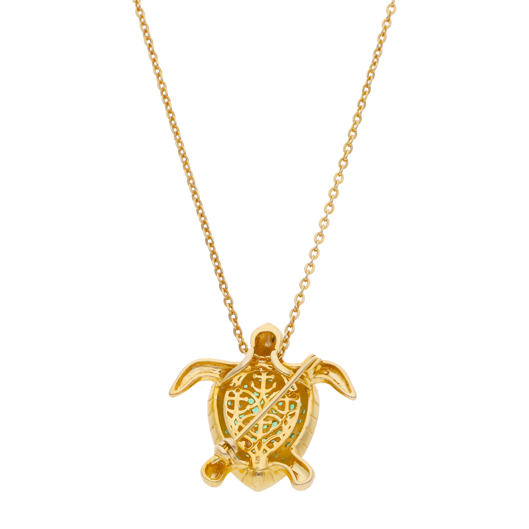 Tortuga multiuso circonias verdes plata