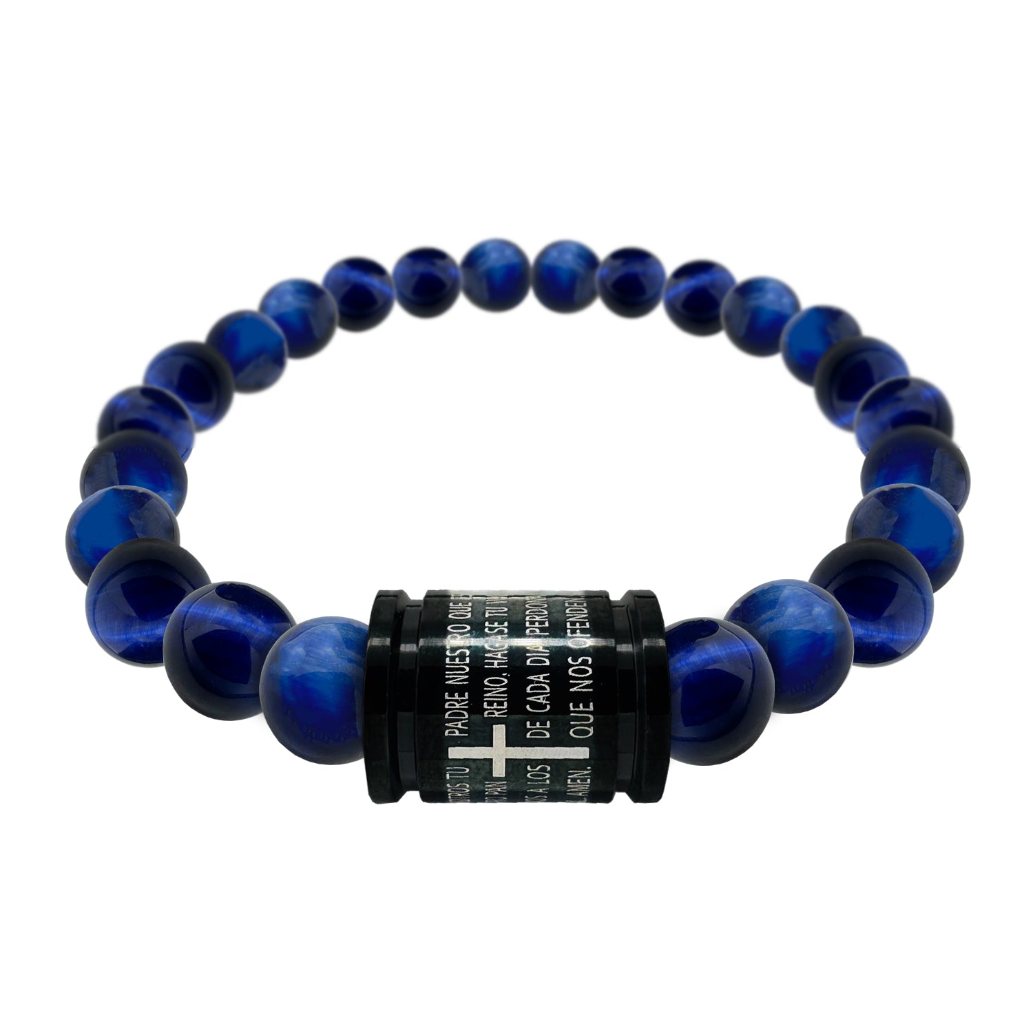 Pulsera bolas color Padre Nuestro acero