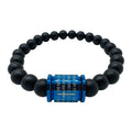 Pulsera bolas negras Padre Nuestro acero